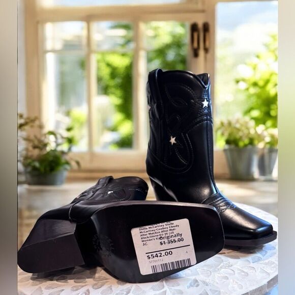 Stella McCartney $1355 Cloudy Alter Heel 85mm embroidery cowboy Western Boots - Picture 9 of 16